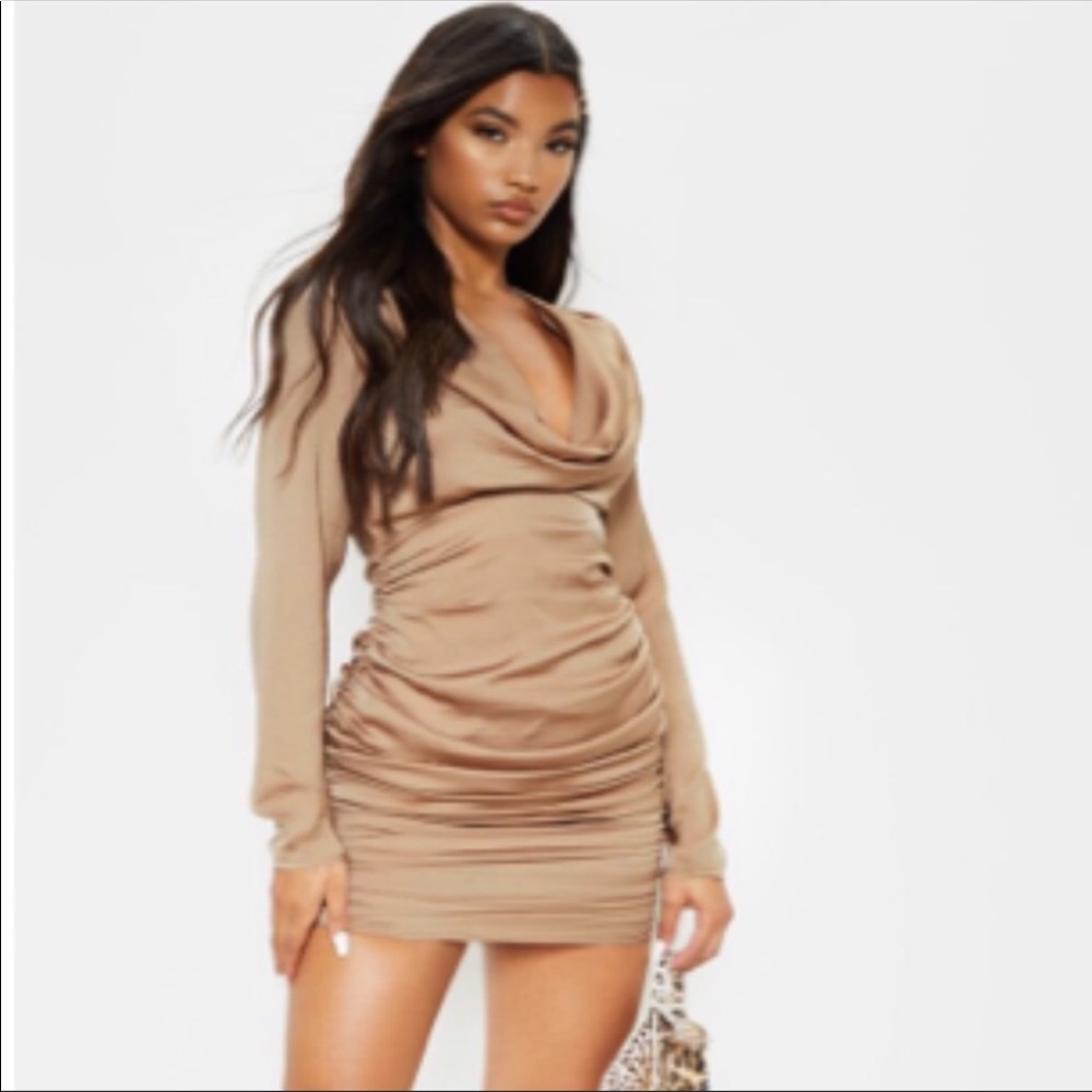 Long sleeve PLT tan dress